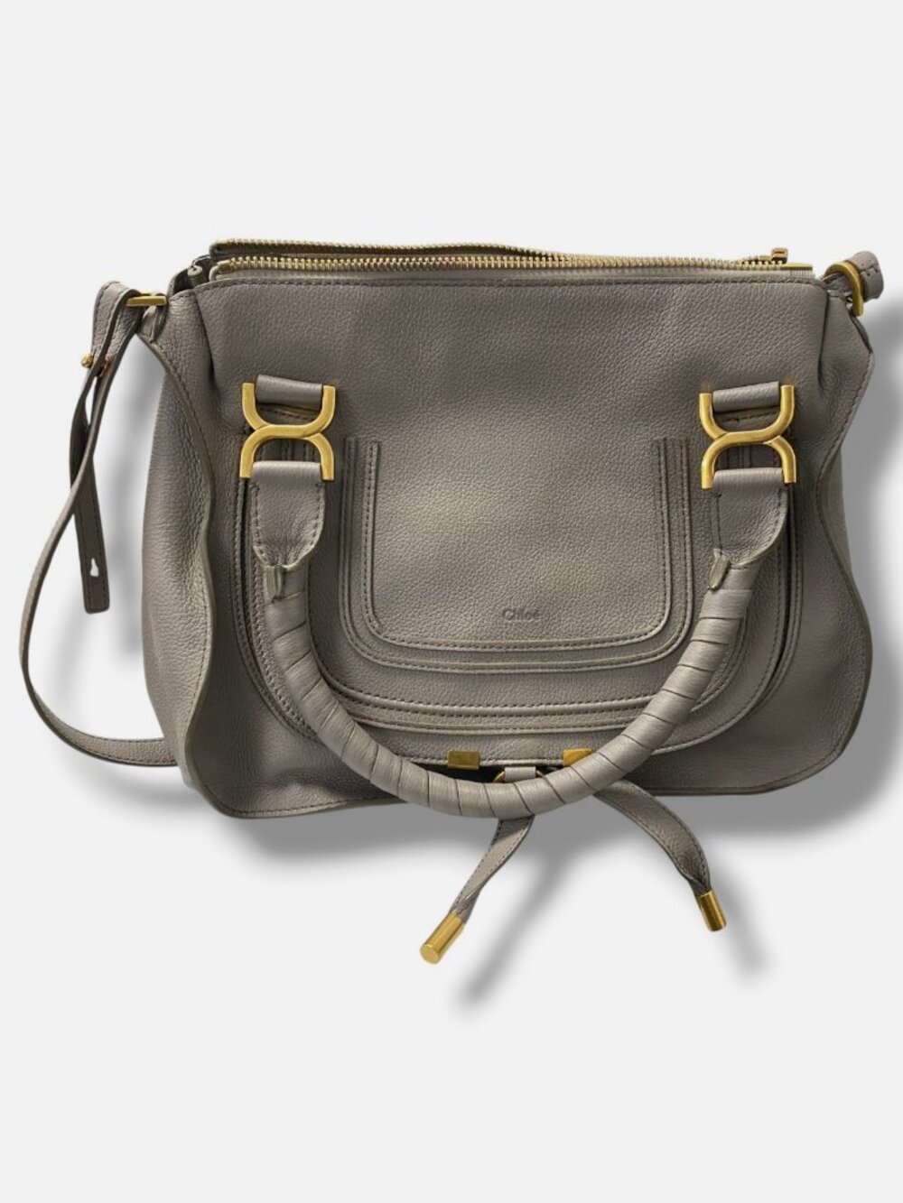 Chloé Women's Gray Leather Medium Bohemian Marcie Satchel Bag
